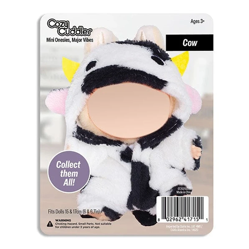 Outfit: Spotted Cow Onesie Costume for Dolls - Petite Threads x Cozy Cuddler