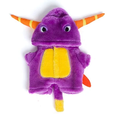 Outfit: Purple Dragon Onesie Costume for Dolls - Petite Threads x Cozy Cuddler