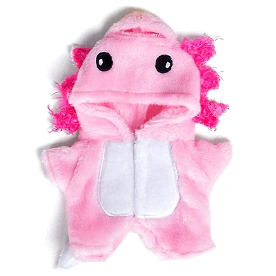 Outfit: Pink Axolotl Onesie Costume for Dolls - Petite Threads x Cozy Cuddler