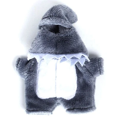 Outfit: Grey Shark Onesie Costume for Dolls - Petite Threads x Cozy Cuddler