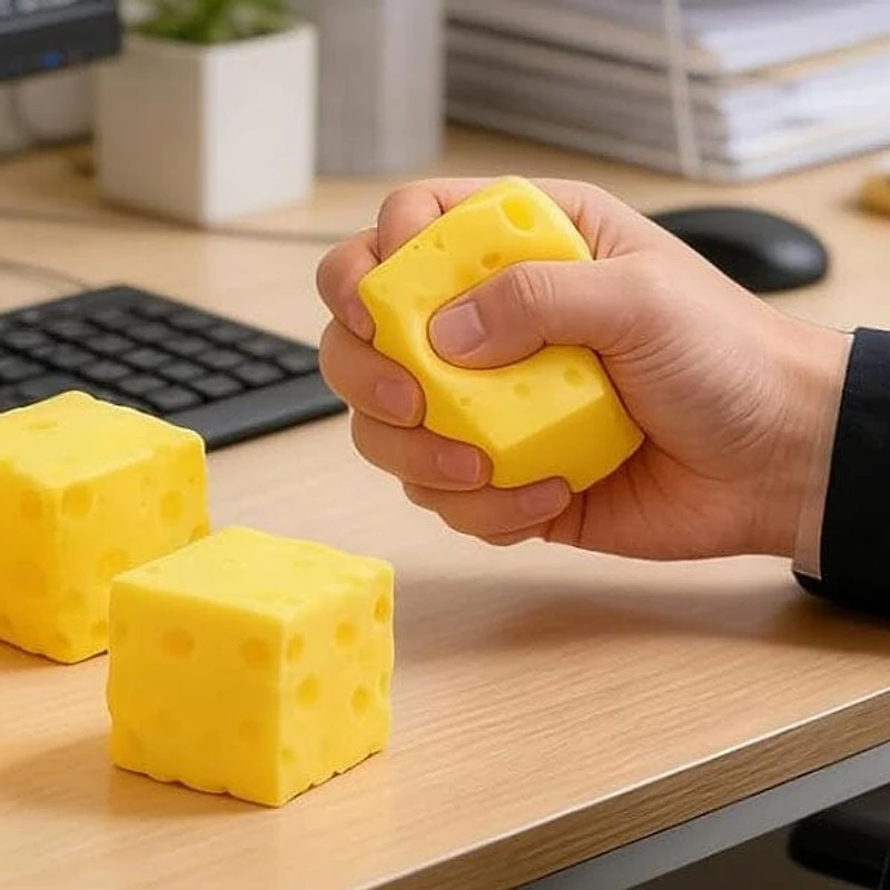 Cheese Cube Slow-Rise Squishy Fidget Toy (1pc)
