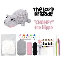 The LOOP Brigade: DIY Mini Crochet Plush Toy Complete Kit For Beginners - Chompy the Hippo