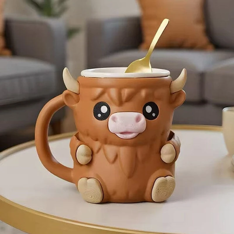 PintCuddler Cartoon Cow Ice Cream Pint Holder Kit (Includes 2 Spoons & Cookie Tray)