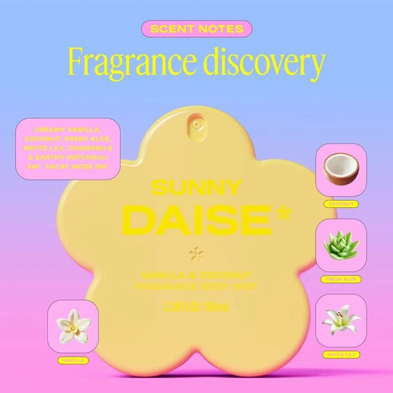 DAISE Sunny Daise Fragrance Body Mist (100mL) Vanilla & Coconut Scent