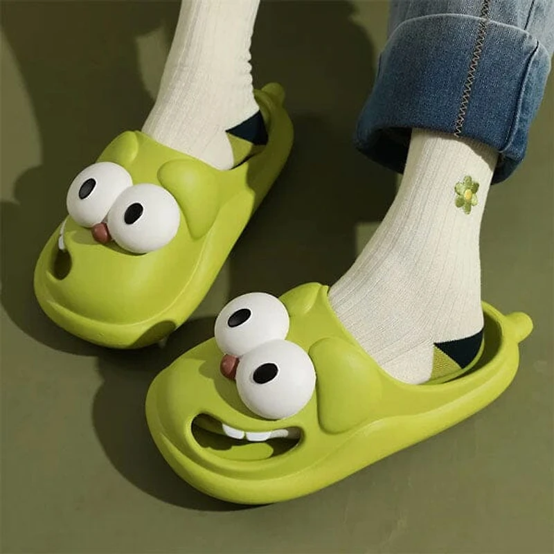 Shhhandals Cartoon Dog Unisex Anti-Slip Foam Cloud Slides - Green (Multiple Sizes)