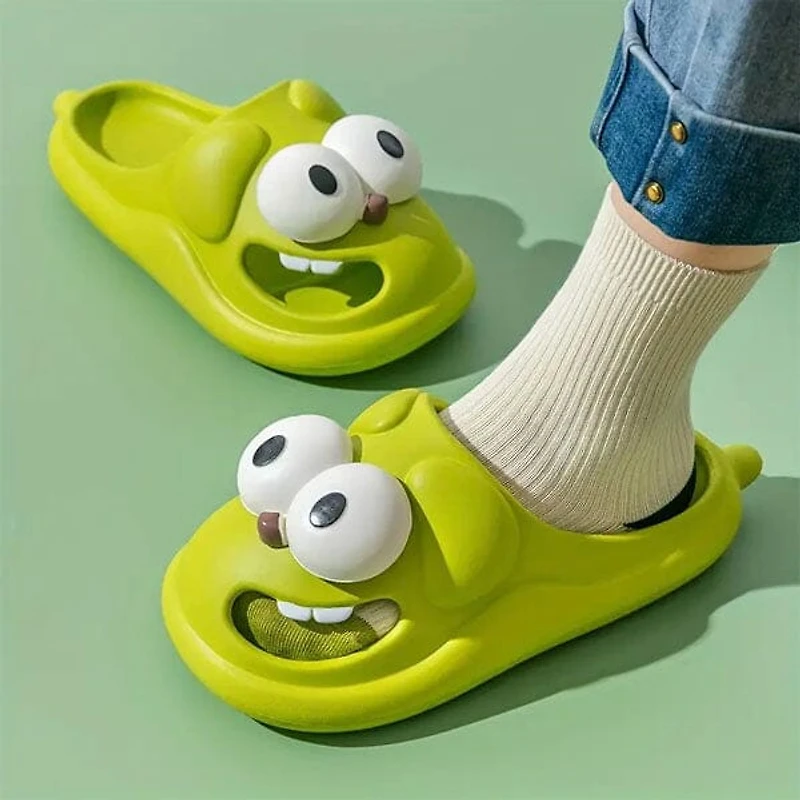 Shhhandals Cartoon Dog Unisex Anti-Slip Foam Cloud Slides - Green (Multiple Sizes)