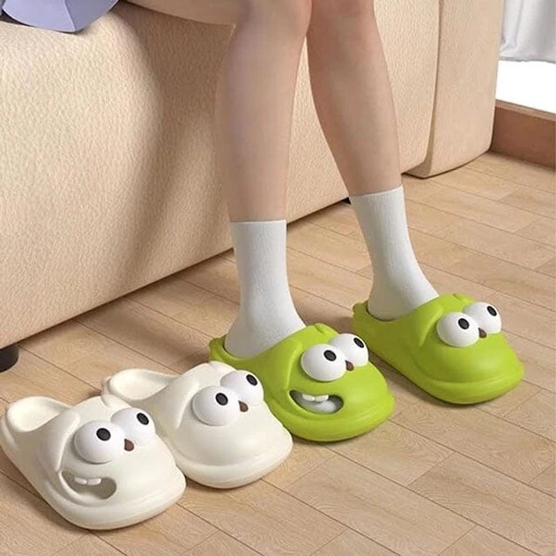 Shhhandals Cartoon Dog Unisex Anti-Slip Foam Cloud Slides - Green (Multiple Sizes)