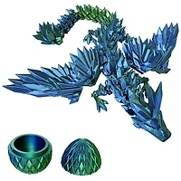 3D Printed Winged Dragon Scale Egg Fidget Toy - Green & Blue