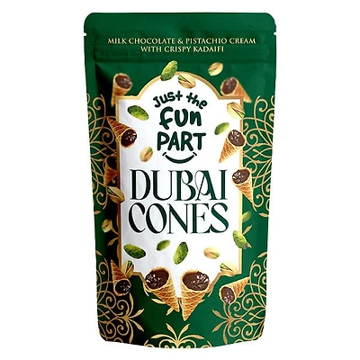 Just The Fun Part Dubai Chocolate Pistachio Kadaifi Filled Bite-Size Crispy Mini Waffle Cones (120g)