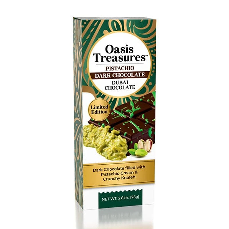Dubai Pistachio Dark Chocolate Bar Pistachio by Oasis Treasures (75g)