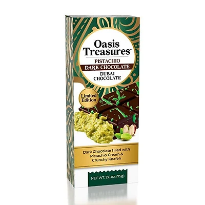 Dubai Pistachio Dark Chocolate Bar Pistachio by Oasis Treasures (75g)