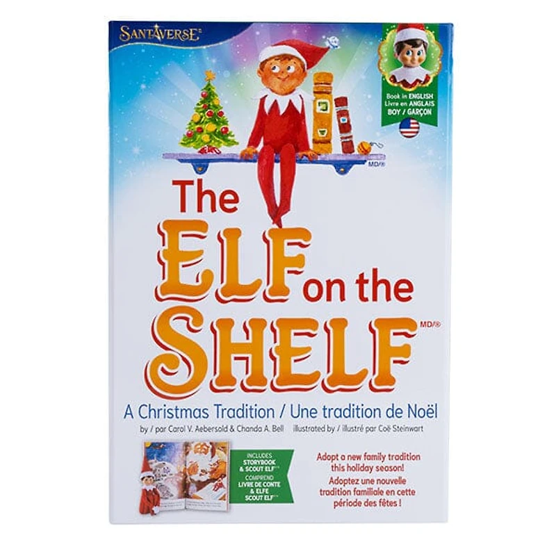 Elf On The Shelf® Official Christmas Tradition Kit (Blue Eye Boy English/French) Includes Storybook & Scout Elf!
