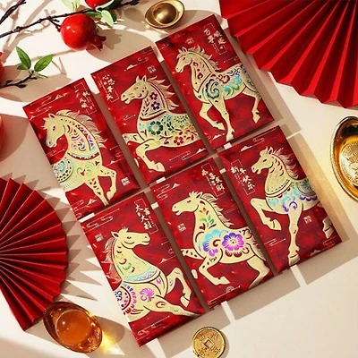 Lucky Lunar New Year Fire Horse Gift Envelopes (6pk)