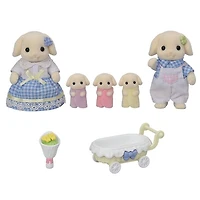 Calico Critters: Flora Rabbit Family (5pc) Posable Flocked Collectible Figurines
