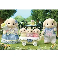Calico Critters: Flora Rabbit Family (5pc) Posable Flocked Collectible Figurines