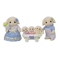 Calico Critters: Flora Rabbit Family (5pc) Posable Flocked Collectible Figurines