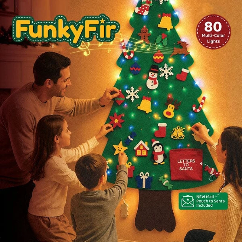 FunkyFir 63" DIY Musical Felt Christmas Tree with Motion-Sensor Lights