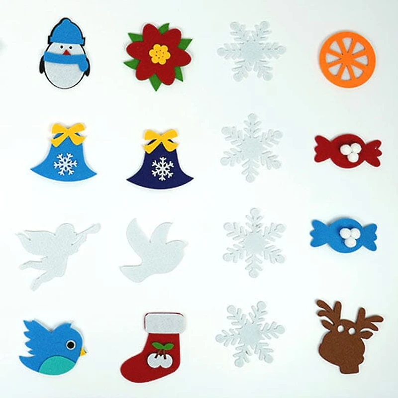 FunkyFir DIY 63" Felt Christmas Tree Wall Hanging w/ LED Lights & Ornaments