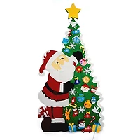 FunkyFir DIY 63" Felt Christmas Tree Wall Hanging w/ LED Lights & Ornaments
