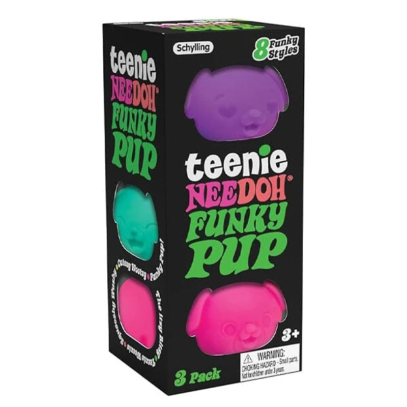Nee Doh Teenie Funky Pups Squishy Fidget Stress Ball Toys (3pc) Colors Ship Assorted