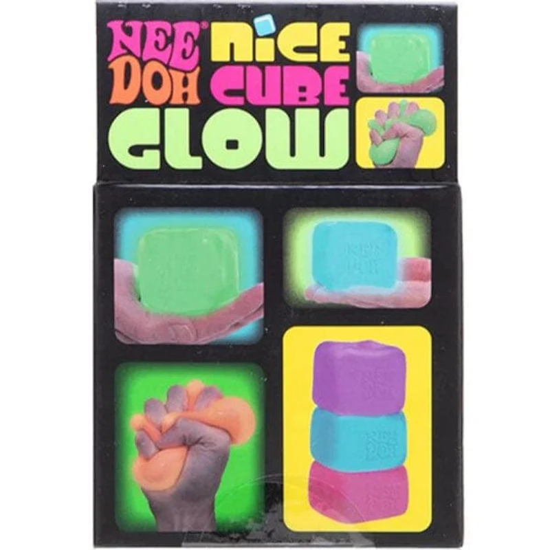 Nee Doh Nice Cube GLOW Squishy Fidget Stress Ball (1pc) Assorted Colors