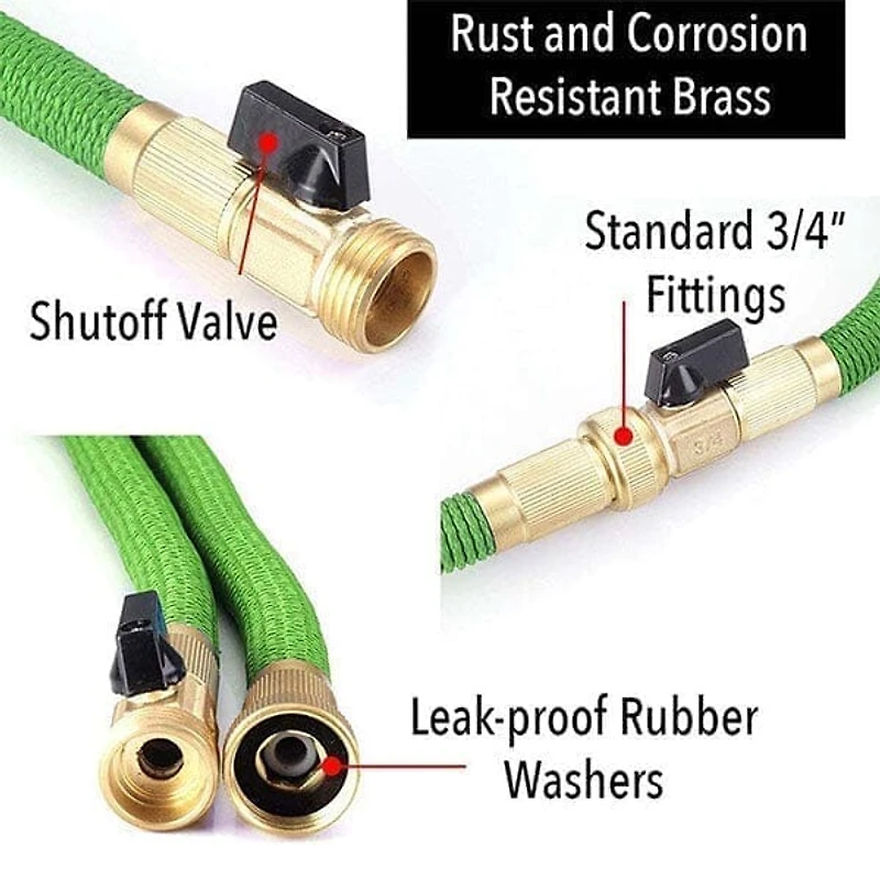 GRO-Hose GREEN 75ft Expandable Hose With Sprayer Nozzle & Brass Valve