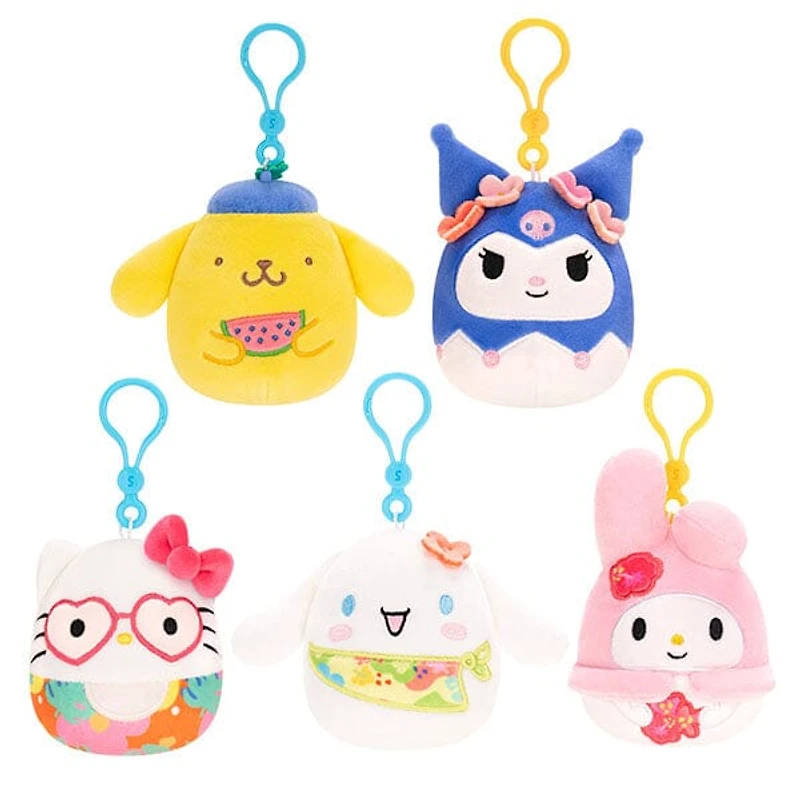 Squishmallows Plush Toys 3.5" 2025 Sanrio Hello Kitty & Friends Tropical Fruit Treats Clip-On Squad (Characters Ship Assorted)