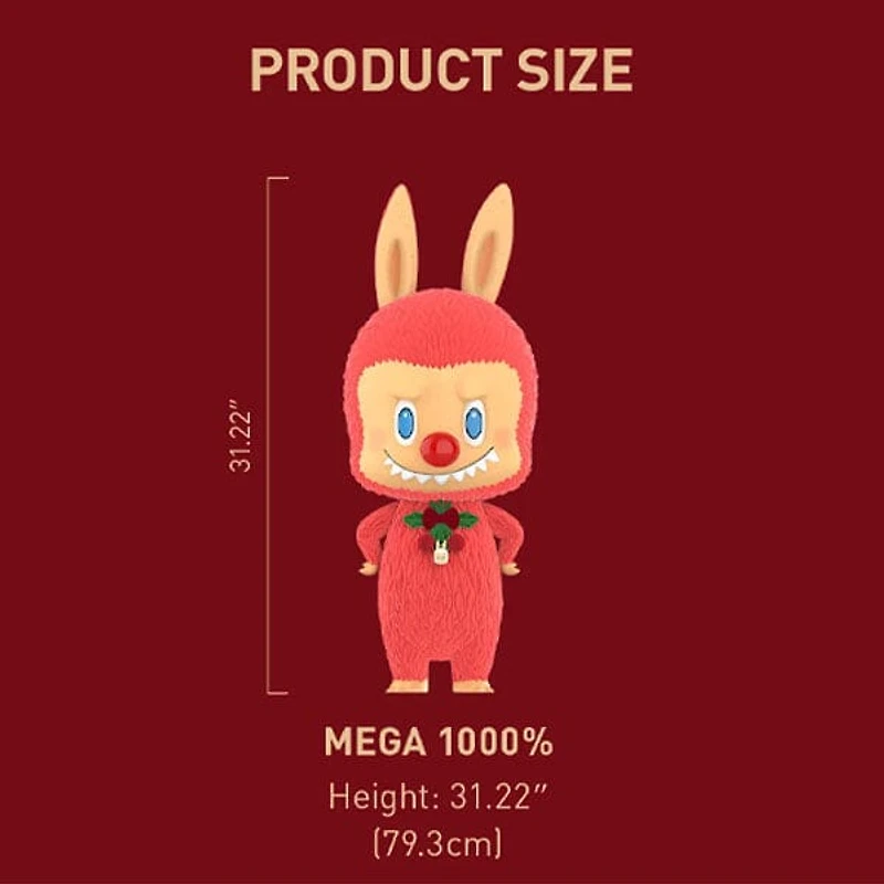 Pop Mart x THE MONSTERS: Giant 2.5-Foot MEGA Labubu TEC 1000% Winter Holiday Flocked Figure Doll (1pc)