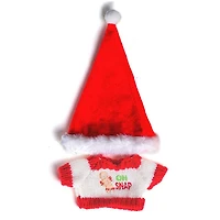 Outfit: Knitted "Oh Snap!" Gingerbread Man Sweater & Santa Hat for Dolls - Petite Threads