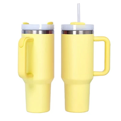 HydriEase 40oz Vacuum Insulated Tumbler Cup With Handle & Straw (1pc) Multiple Colors