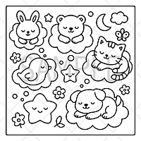 "A Cozy Critter Caravan" Cute Coloring Book for Adults and Teens By Kari Juna (44 Pages)
