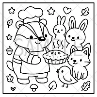 "A Cozy Critter Caravan" Cute Coloring Book for Adults and Teens By Kari Juna (44 Pages)