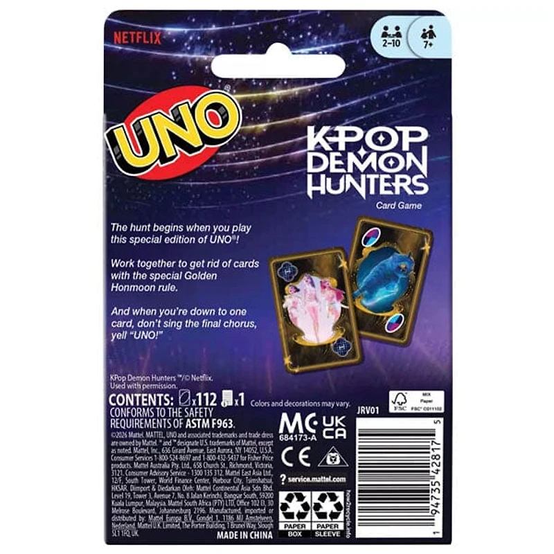 UNO KPop Demon Hunters Special Edition Card Game By Mattel