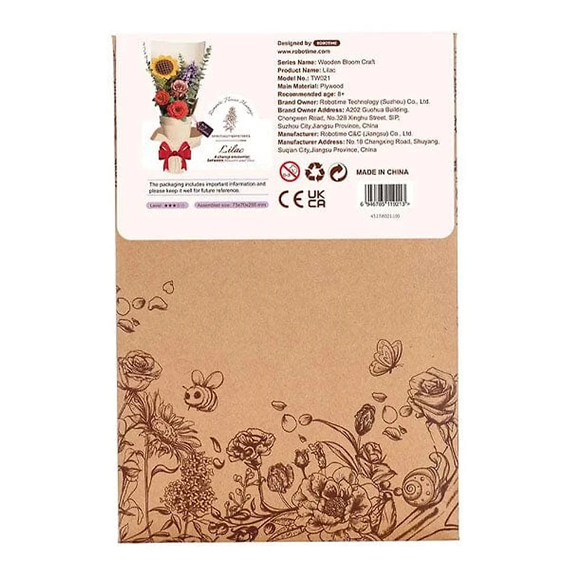 Rowood Lilac Flower Wooden Bloom Craft DIY Kit (154pc)