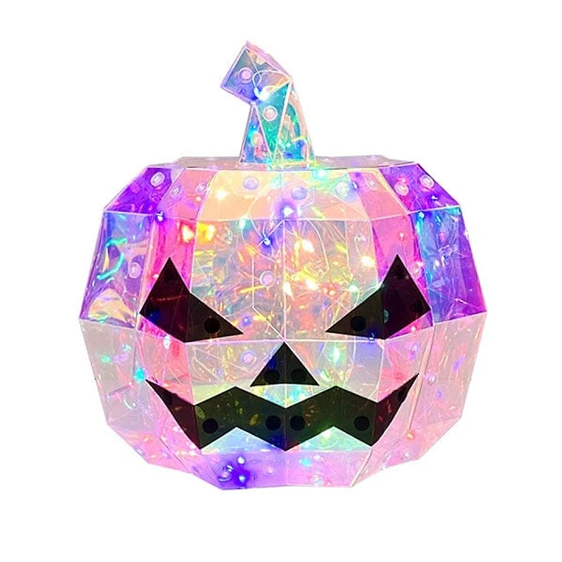 LitLuster LED Holographic Halloween Pumpkin Decor Lamp (1pc) Battery or USB