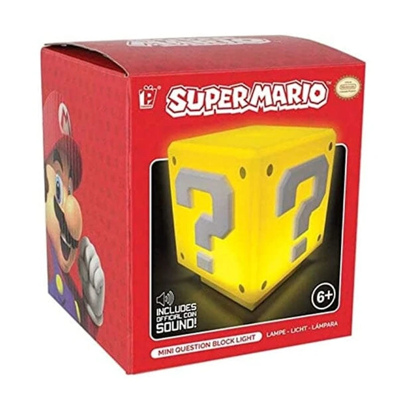 Paladone Super Mario Bros Question Mark Box Mini 3" Novelty Tabletop Touch Lamp