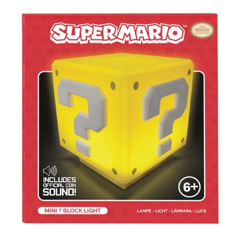 Paladone Super Mario Bros Question Mark Box Mini 3" Novelty Tabletop Touch Lamp