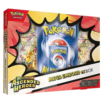 Pokémon TCG: Mega Evolution ME2.5 Ascended Heroes Mega Meganium/Emboar/Feraligatr ex Box (4 Booster Packs + 2 Bonus Promo Cards)