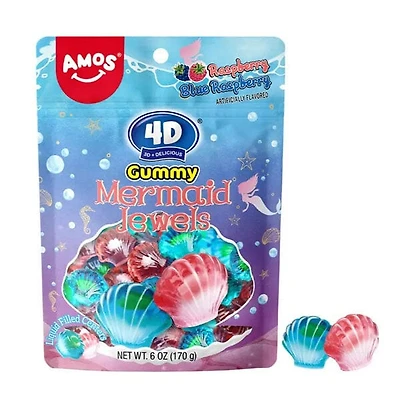 Amos 4D Gummy Mermaid Jewels (6oz) Liquid Filled Centers!