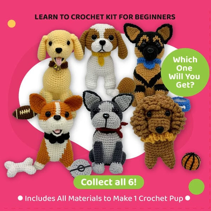 The LOOP Brigade: Mystery Pups DIY Crochet Plush Toy Complete Kit For Beginners Blind Bag
