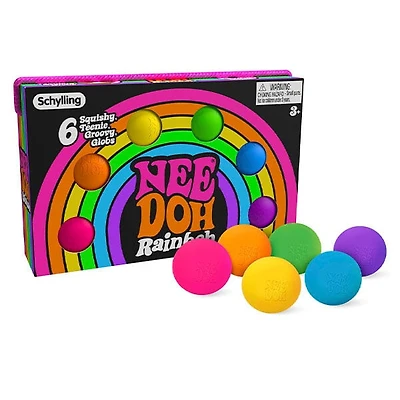 Nee Doh Teenie Rainboh Groovy Globs Mini Stress Ball Squishy Fidget Toys (6pc)