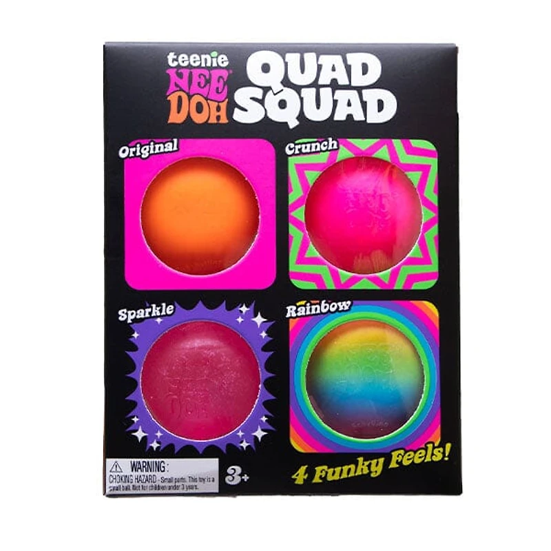 Nee Doh Teenie Quad Squad Mini Stress Balls Squishy Fidget Toys (4pc) Colors Ship Assorted