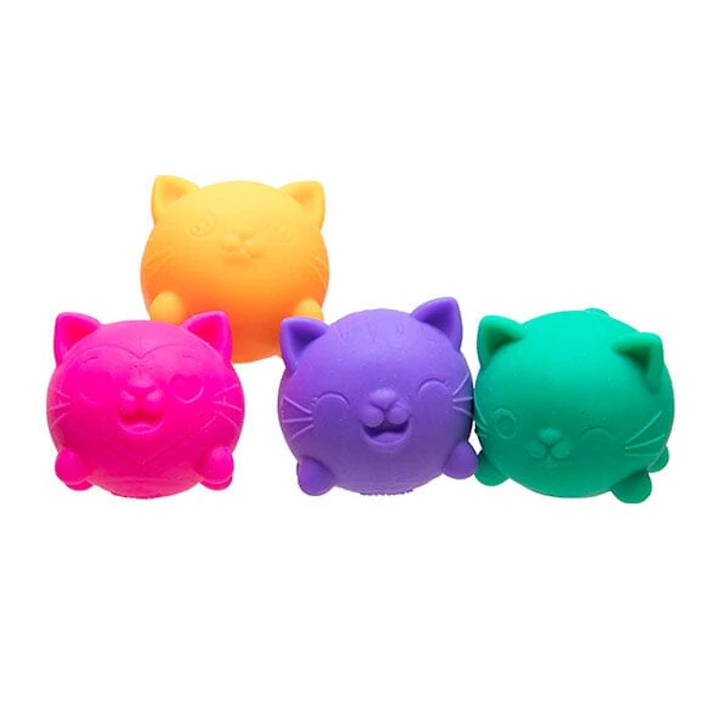Nee Doh Teenie Cool Cats Squishy Fidget Stress Ball Toys (4pc) Colors Ship Assorted