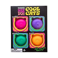 Nee Doh Teenie Cool Cats Squishy Fidget Stress Ball Toys (4pc) Colors Ship Assorted