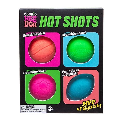 Nee Doh Teenie Hot Shots Sports Balls Squishy Fidget Toys (4pc)