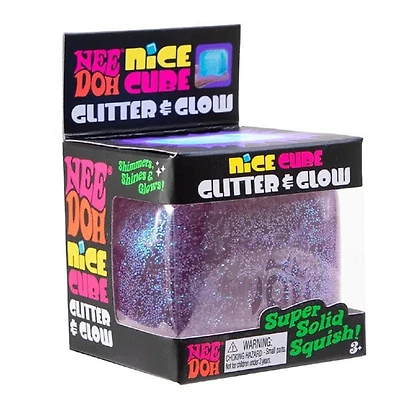 Nee Doh Nice Cube Glitter & Glow Squishy Fidget Toy (1pc) Color Ships Assorted - Ships Late July