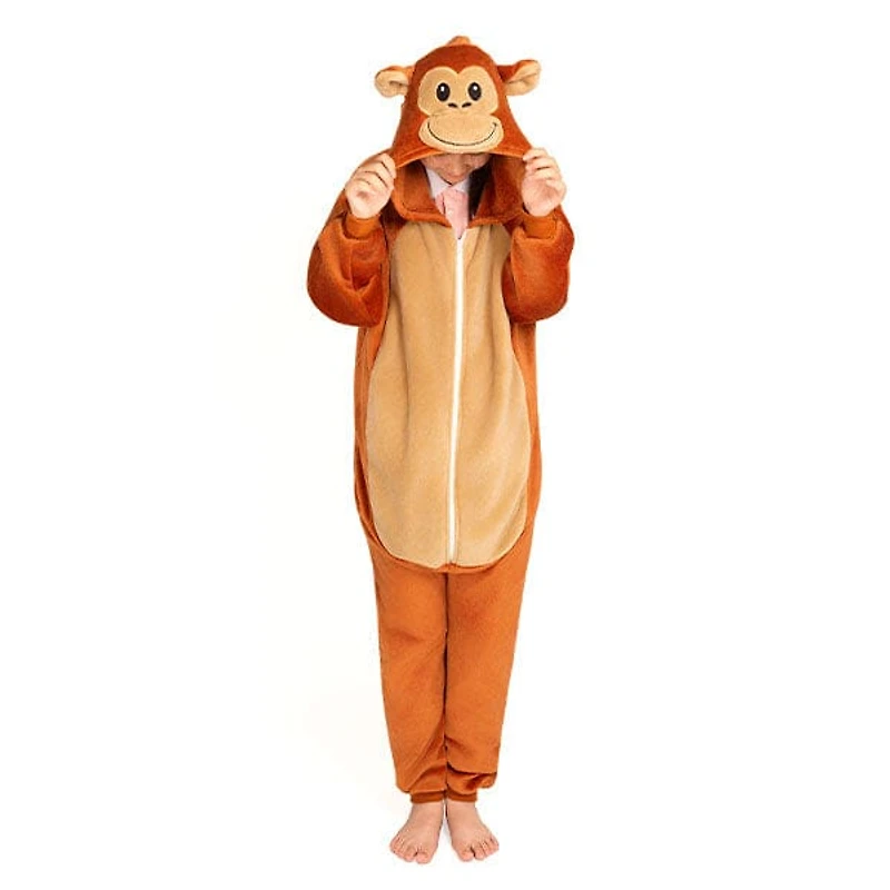 Cozy Cuddler Monkey Flannel Onesie For Adults & Kids (1pc) Multiple Sizes