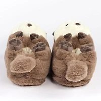Plush Otter Slippers Unisex Rubber Sole Shoe (1 Pair) One-Size-Fits-Most