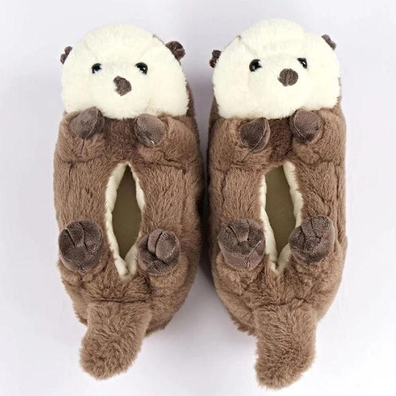Plush Otter Slippers Unisex Rubber Sole Shoe (1 Pair) One-Size-Fits-Most