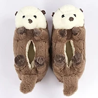 Plush Otter Slippers Unisex Rubber Sole Shoe (1 Pair) One-Size-Fits-Most